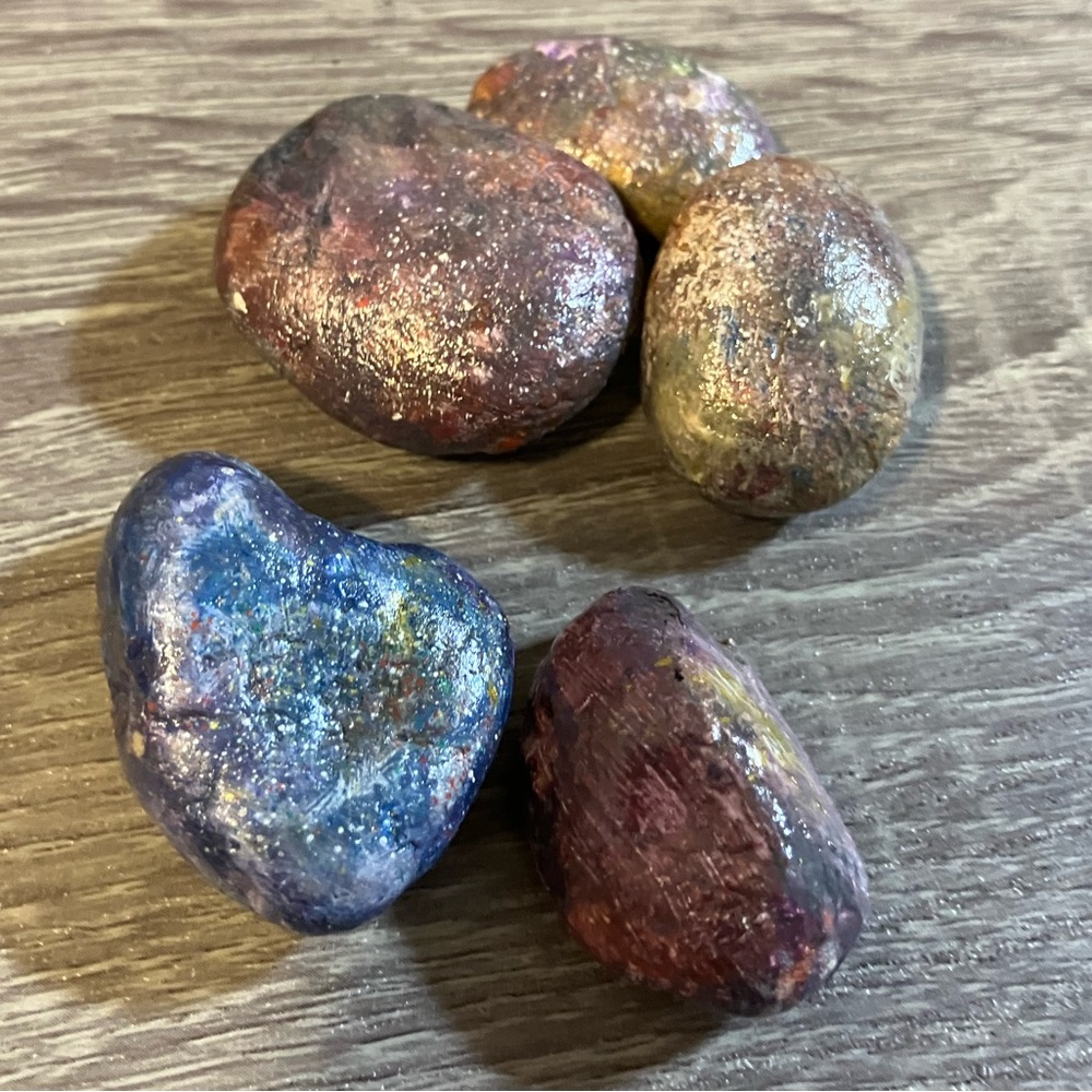 Handpainted rocks set of 5 home and garden decor rustic hippie chic galaxy theme